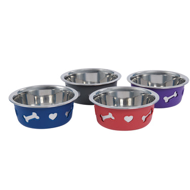 Buy Weatherbeeta Non-Slip Stainless Steel Silicone Bone Dark Grey Dog Bowl | Online for Canine