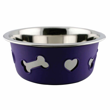 Buy Weatherbeeta Non-Slip Stainless Steel Silicone Bone Dark Purple Dog Bowl | Online for Canine