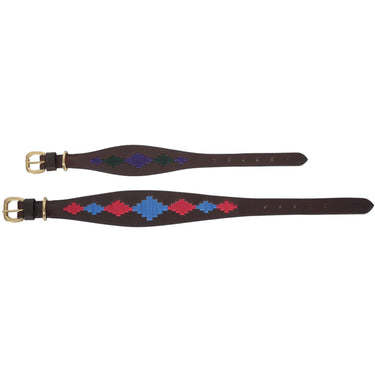 Buy Weatherbeeta Lurcher Polo Leather Beaufort Brown/Pink/Blue Dog Collar | Online for Canine