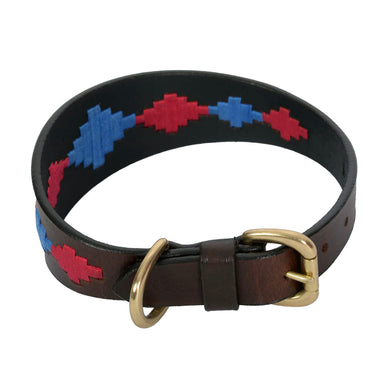 Buy Weatherbeeta Polo Leather Beaufort Brown/Red/Orange/Blue Dog Collar | Online for Canine