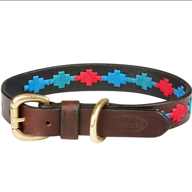 Buy Weatherbeeta Polo Leather Beaufort Brown/Emerald/Pink/Bl Dog Collar | Online for Canine