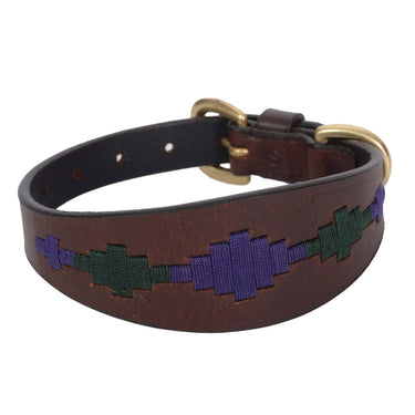 Buy Weatherbeeta Lurcher Polo Leather Beaufort Brown/Pink/Blue Dog Collar | Online for Canine