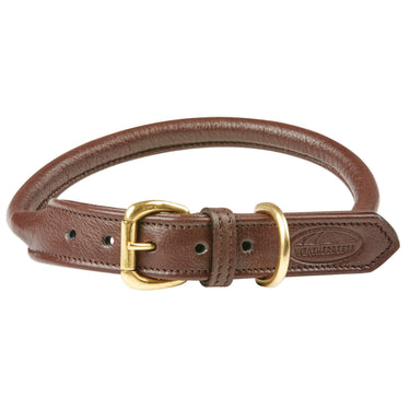 Buy Weatherbeeta Rolled Leather Brown Dog Collar | Online for Canine