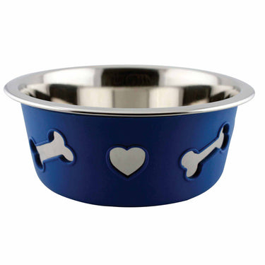 Buy Weatherbeeta Non-Slip Stainless Steel Silicone Bone Blue Dog Bowl | Online for Canine