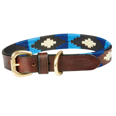 Buy Weatherbeeta Polo Leather Cowdray Brown/Blue/Blue Dog Collar | Online for Canine