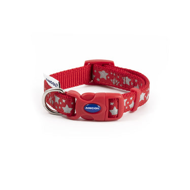 Ancol Patterned Collection Collar Reflective Stars Red