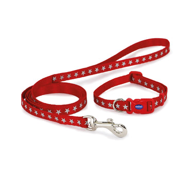 Ancol Small Bite Collar & Lead Reflective Star Red