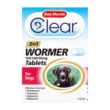 Bob Martin Clear 3-In-1 Wormer Tablets For Dogs