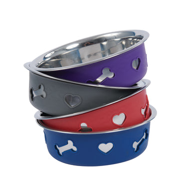 Buy Weatherbeeta Non-Slip Stainless Steel Silicone Bone Blue Dog Bowl | Online for Canine